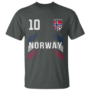 Norway Soccer Sports Graphic Number 10 Jersey Style T Shirt Proud Norwegian Football Fans Game Day Pride TS02 Dark Heather Print Your Wear