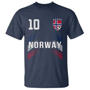 Norway Soccer Sports Graphic Number 10 Jersey Style T Shirt Proud Norwegian Football Fans Game Day Pride TS02 Navy Print Your Wear