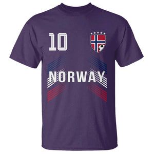 Norway Soccer Sports Graphic Number 10 Jersey Style T Shirt Proud Norwegian Football Fans Game Day Pride TS02 Purple Print Your Wear