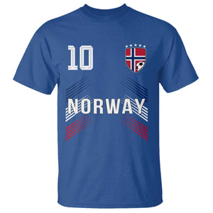 Norway Soccer Sports Graphic Number 10 Jersey Style T Shirt Proud Norwegian Football Fans Game Day Pride TS02 Royal Blue Print Your Wear