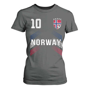 Norway Soccer Sports Graphic Number 10 Jersey Style T Shirt For Women Proud Norwegian Football Fans Game Day Pride TS02 Dark Heather Print Your Wear