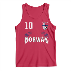 Norway Soccer Sports Graphic Number 10 Jersey Style Tank Top Proud Norwegian Football Fans Game Day Pride TS02 Red Print Your Wear