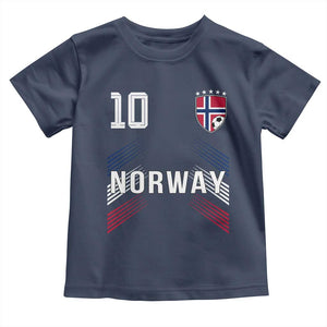 Norway Soccer Sports Graphic Number 10 Jersey Style Toddler T Shirt Proud Norwegian Football Fans Game Day Pride TS02 Navy Print Your Wear