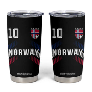 Norway Soccer Sports Graphic Number 10 Jersey Style Tumbler Cup Proud Norwegian Football Fans Game Day Pride TS02 Black Print Your Wear