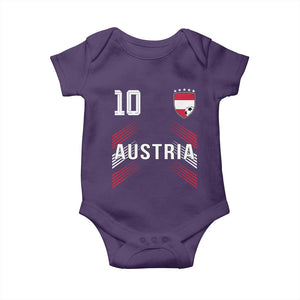 Austria Soccer Sports Graphic Number 10 Jersey Style Baby Onesie Proud Austrian Football Fans Game Day Pride TS02 Purple Print Your Wear