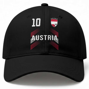 Austria Soccer Sports Graphic Number 10 Jersey Style Baseball Cap Proud Austrian Football Fans Game Day Pride TS02 Print Your Wear