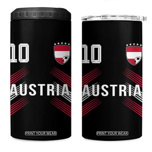 Austria Soccer Sports Graphic Number 10 Jersey Style 4 in 1 Can Cooler Tumbler Proud Austrian Football Fans Game Day Pride TS02 One Size: 16 oz Black Print Your Wear