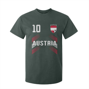 Austria Soccer Sports Graphic Number 10 Jersey Style T Shirt For Kid Proud Austrian Football Fans Game Day Pride TS02 Dark Forest Green Print Your Wear