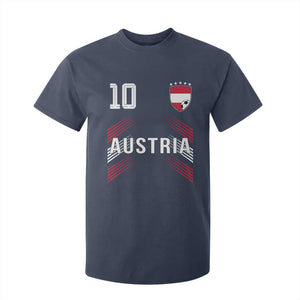 Austria Soccer Sports Graphic Number 10 Jersey Style T Shirt For Kid Proud Austrian Football Fans Game Day Pride TS02 Navy Print Your Wear