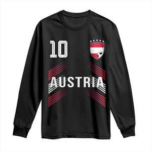 Austria Soccer Sports Graphic Number 10 Jersey Style Long Sleeve Shirt Proud Austrian Football Fans Game Day Pride TS02 Black Print Your Wear