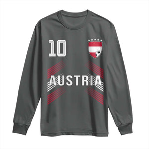 Austria Soccer Sports Graphic Number 10 Jersey Style Long Sleeve Shirt Proud Austrian Football Fans Game Day Pride TS02 Dark Heather Print Your Wear