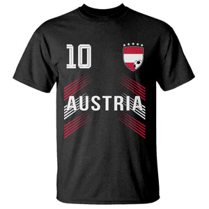 Austria Soccer Sports Graphic Number 10 Jersey Style T Shirt Proud Austrian Football Fans Game Day Pride TS02 Black Print Your Wear