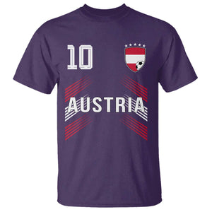 Austria Soccer Sports Graphic Number 10 Jersey Style T Shirt Proud Austrian Football Fans Game Day Pride TS02 Purple Print Your Wear
