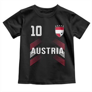 Austria Soccer Sports Graphic Number 10 Jersey Style Toddler T Shirt Proud Austrian Football Fans Game Day Pride TS02 Black Print Your Wear