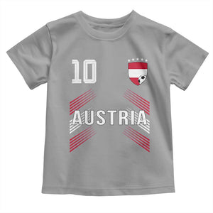 Austria Soccer Sports Graphic Number 10 Jersey Style Toddler T Shirt Proud Austrian Football Fans Game Day Pride TS02 Sport Gray Print Your Wear