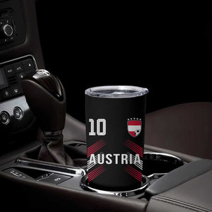 Austria Soccer Sports Graphic Number 10 Jersey Style Tumbler Cup Proud Austrian Football Fans Game Day Pride TS02 Print Your Wear