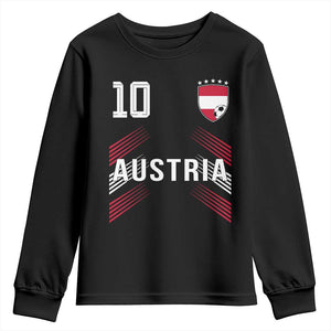 Austria Soccer Sports Graphic Number 10 Jersey Style Youth Sweatshirt Proud Austrian Football Fans Game Day Pride TS02 Black Print Your Wear