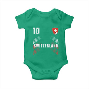 Switzerland Soccer Sports Graphic Number 10 Jersey Style Baby Onesie Proud Swiss Football Fans Game Day Pride TS02 Irish Green Print Your Wear