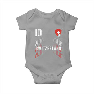 Switzerland Soccer Sports Graphic Number 10 Jersey Style Baby Onesie Proud Swiss Football Fans Game Day Pride TS02 Sport Gray Print Your Wear