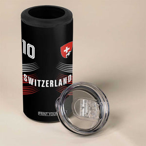 Switzerland Soccer Sports Graphic Number 10 Jersey Style 4 in 1 Can Cooler Tumbler Proud Swiss Football Fans Game Day Pride TS02 Print Your Wear