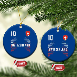 Switzerland Soccer Sports Graphic Number 10 Jersey Style Ceramic Ornament Proud Swiss Football Fans Game Day Pride TS02 1pc Blue Print Your Wear
