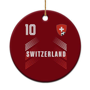 Switzerland Soccer Sports Graphic Number 10 Jersey Style Ceramic Ornament Proud Swiss Football Fans Game Day Pride TS02 1pc Red Print Your Wear