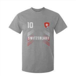 Switzerland Soccer Sports Graphic Number 10 Jersey Style T Shirt For Kid Proud Swiss Football Fans Game Day Pride TS02 Sport Gray Print Your Wear