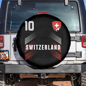 Switzerland Soccer Sports Graphic Number 10 Jersey Style Spare Tire Cover Proud Swiss Football Fans Game Day Pride TS02 No hole Black Print Your Wear