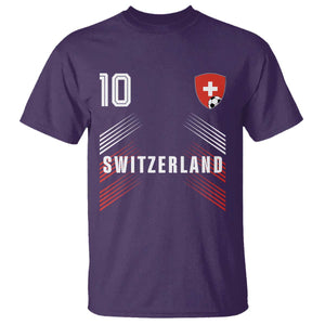 Switzerland Soccer Sports Graphic Number 10 Jersey Style T Shirt Proud Swiss Football Fans Game Day Pride TS02 Purple Print Your Wear