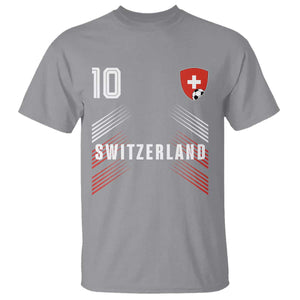 Switzerland Soccer Sports Graphic Number 10 Jersey Style T Shirt Proud Swiss Football Fans Game Day Pride TS02 Sport Gray Print Your Wear