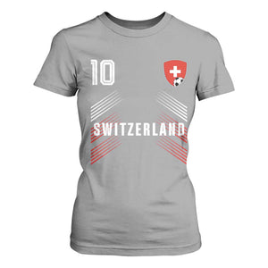 Switzerland Soccer Sports Graphic Number 10 Jersey Style T Shirt For Women Proud Swiss Football Fans Game Day Pride TS02 Sport Gray Print Your Wear