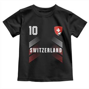 Switzerland Soccer Sports Graphic Number 10 Jersey Style Toddler T Shirt Proud Swiss Football Fans Game Day Pride TS02 Black Print Your Wear