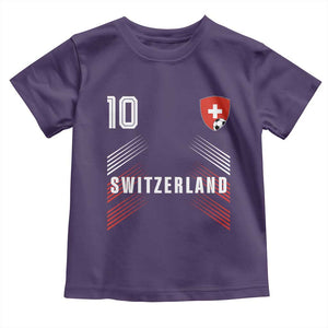 Switzerland Soccer Sports Graphic Number 10 Jersey Style Toddler T Shirt Proud Swiss Football Fans Game Day Pride TS02 Purple Print Your Wear