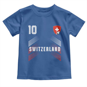 Switzerland Soccer Sports Graphic Number 10 Jersey Style Toddler T Shirt Proud Swiss Football Fans Game Day Pride TS02 Royal Blue Print Your Wear