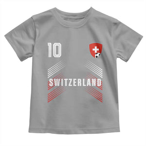 Switzerland Soccer Sports Graphic Number 10 Jersey Style Toddler T Shirt Proud Swiss Football Fans Game Day Pride TS02 Sport Gray Print Your Wear