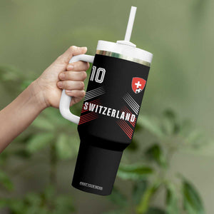 Switzerland Soccer Sports Graphic Number 10 Jersey Style Tumbler With Handle Proud Swiss Football Fans Game Day Pride TS02 Print Your Wear