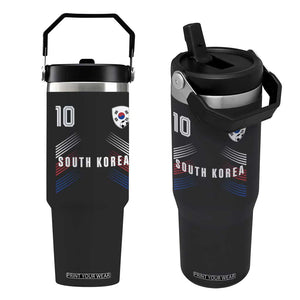 South Korea Soccer Sports Graphic Number 10 Jersey Style Flip Straw Tumbler Proud Korean Football Fans Game Day Pride TS02 One Size: 30 oz Black Print Your Wear