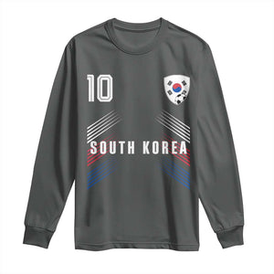 South Korea Soccer Sports Graphic Number 10 Jersey Style Long Sleeve Shirt Proud Korean Football Fans Game Day Pride TS02 Dark Heather Print Your Wear
