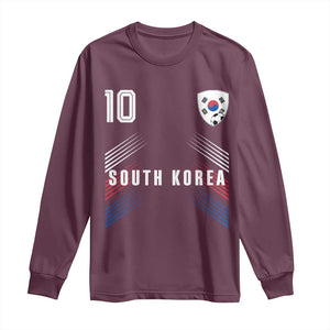 South Korea Soccer Sports Graphic Number 10 Jersey Style Long Sleeve Shirt Proud Korean Football Fans Game Day Pride TS02 Maroon Print Your Wear