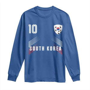 South Korea Soccer Sports Graphic Number 10 Jersey Style Long Sleeve Shirt Proud Korean Football Fans Game Day Pride TS02 Royal Blue Print Your Wear