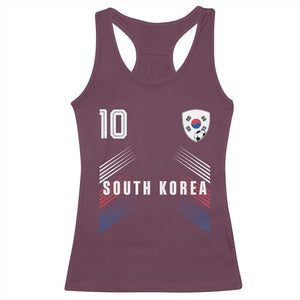 South Korea Soccer Sports Graphic Number 10 Jersey Style Racerback Tank Top Proud Korean Football Fans Game Day Pride TS02 Maroon Print Your Wear