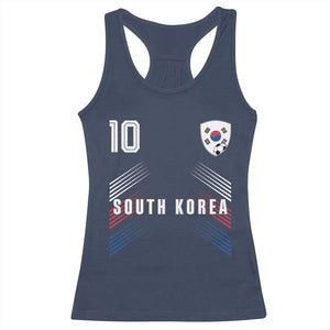 South Korea Soccer Sports Graphic Number 10 Jersey Style Racerback Tank Top Proud Korean Football Fans Game Day Pride TS02 Navy Print Your Wear