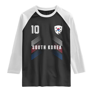 South Korea Soccer Sports Graphic Number 10 Jersey Style Raglan Shirt Proud Korean Football Fans Game Day Pride TS02 Black White Print Your Wear