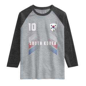South Korea Soccer Sports Graphic Number 10 Jersey Style Raglan Shirt Proud Korean Football Fans Game Day Pride TS02 Heather Gray Heather Charcoal Print Your Wear
