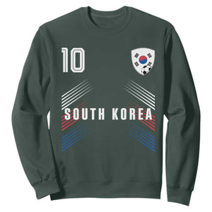 South Korea Soccer Sports Graphic Number 10 Jersey Style Sweatshirt Proud Korean Football Fans Game Day Pride TS02 Dark Forest Green Print Your Wear