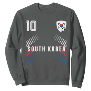 South Korea Soccer Sports Graphic Number 10 Jersey Style Sweatshirt Proud Korean Football Fans Game Day Pride TS02 Dark Heather Print Your Wear
