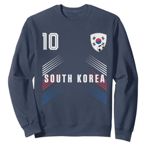 South Korea Soccer Sports Graphic Number 10 Jersey Style Sweatshirt Proud Korean Football Fans Game Day Pride TS02 Navy Print Your Wear