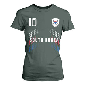 South Korea Soccer Sports Graphic Number 10 Jersey Style T Shirt For Women Proud Korean Football Fans Game Day Pride TS02 Dark Forest Green Print Your Wear