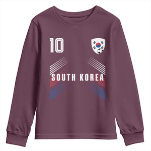 South Korea Soccer Sports Graphic Number 10 Jersey Style Youth Sweatshirt Proud Korean Football Fans Game Day Pride TS02 Maroon Print Your Wear