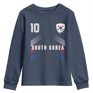 South Korea Soccer Sports Graphic Number 10 Jersey Style Youth Sweatshirt Proud Korean Football Fans Game Day Pride TS02 Navy Print Your Wear